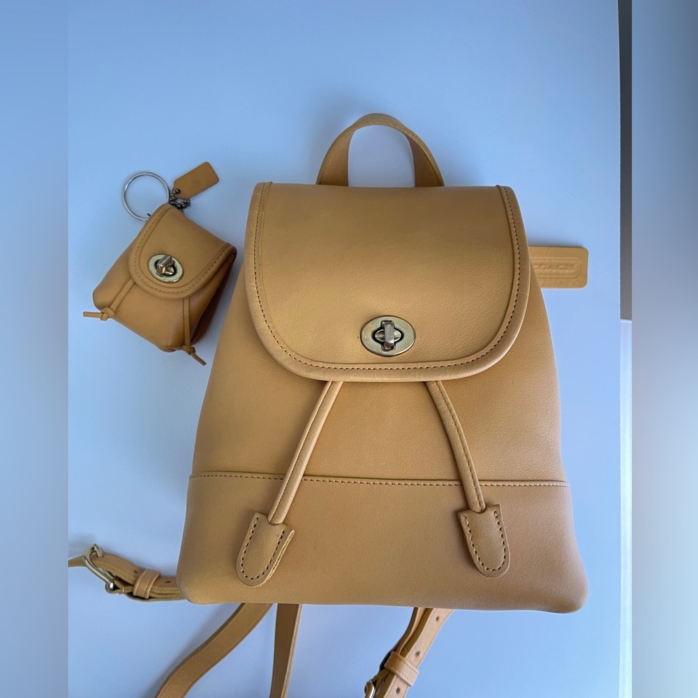 Vintage Coach Daypack and Fob Yellow